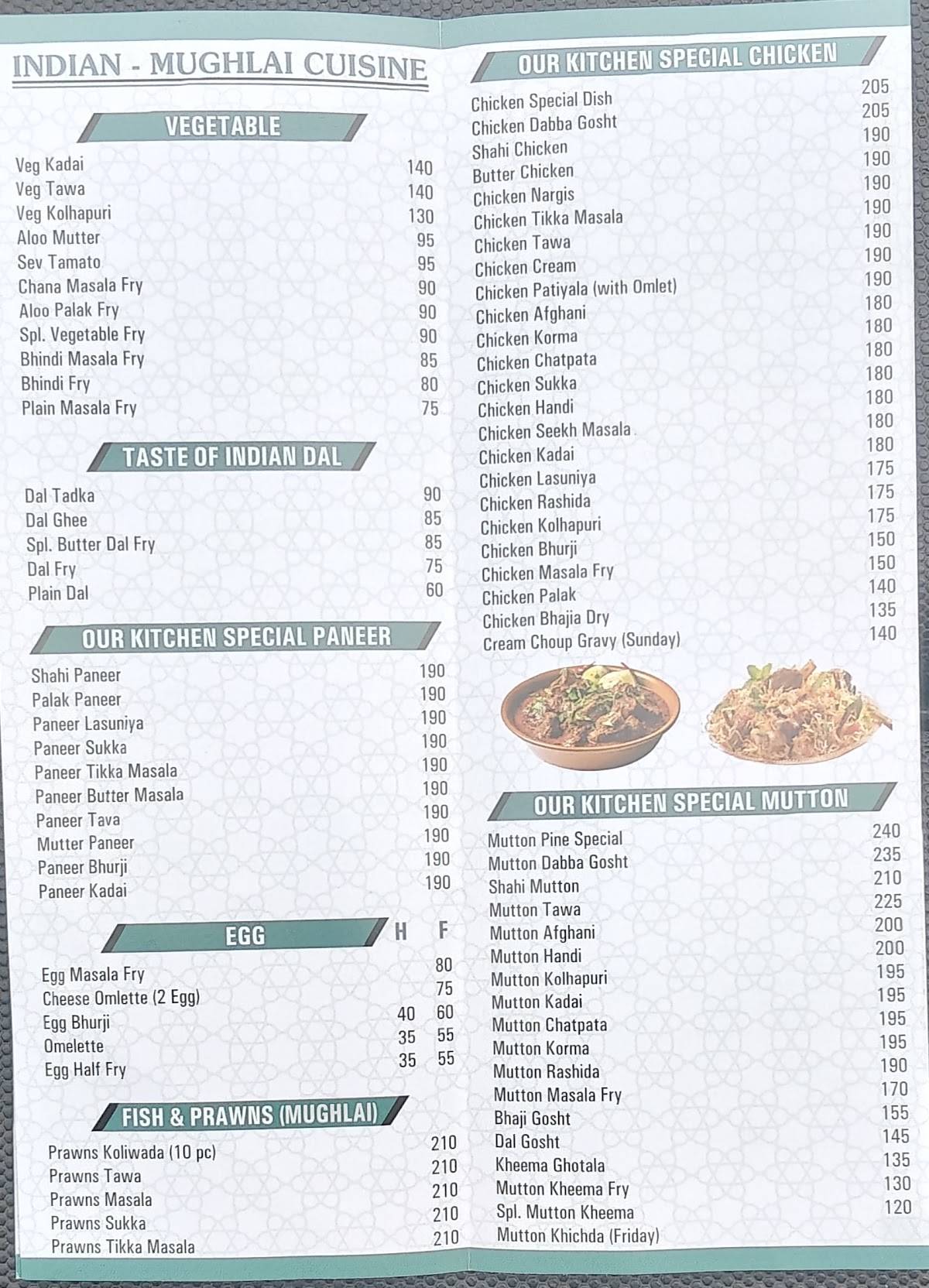 Pine Restaurant menu