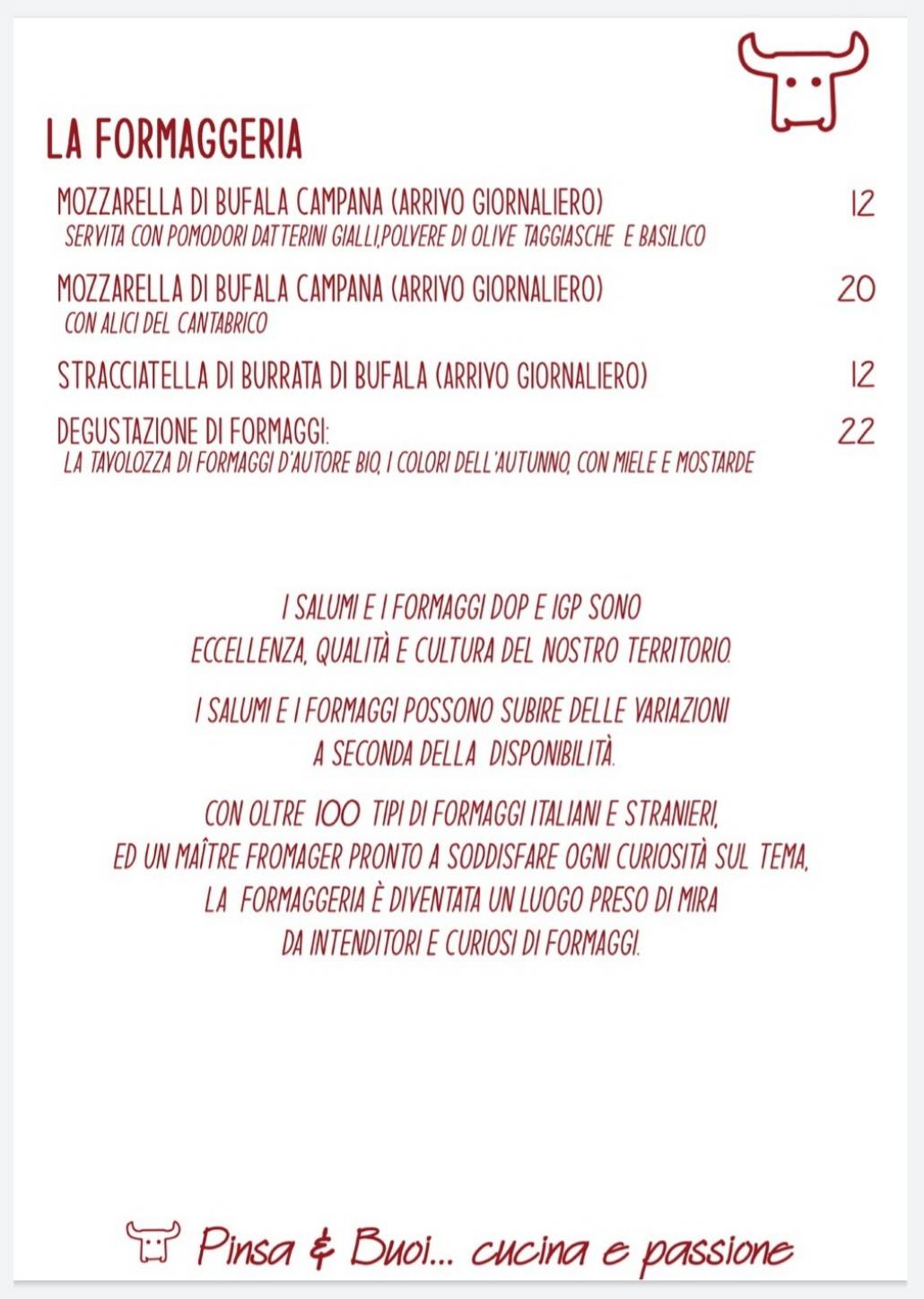 Menu di Pinsa e buoi dei...Parioli 