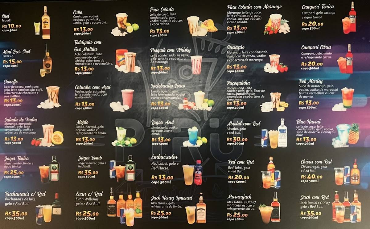 Piru Drink's Rolê cardápio