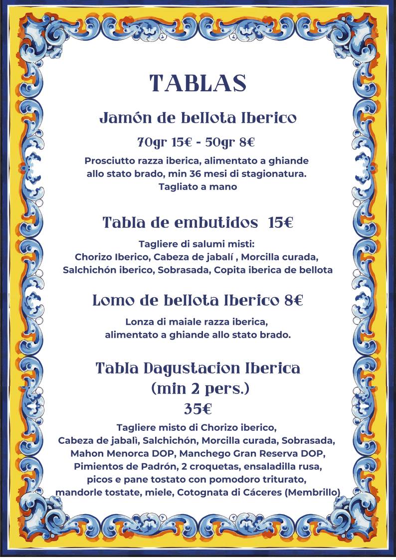 Menu di Taberna Española 