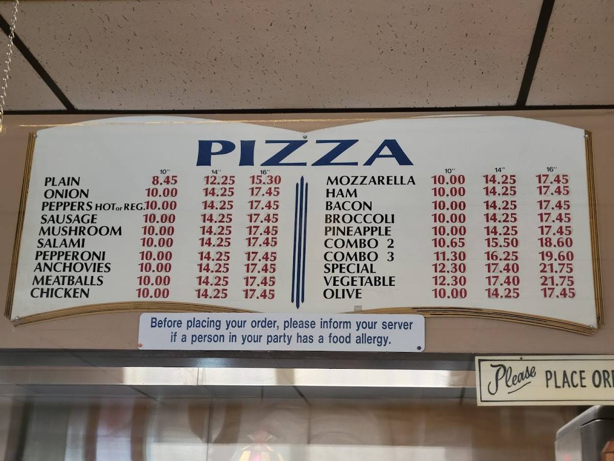 Menu at Pizza House pizzeria, Pittsfield, 692 Tyler St
