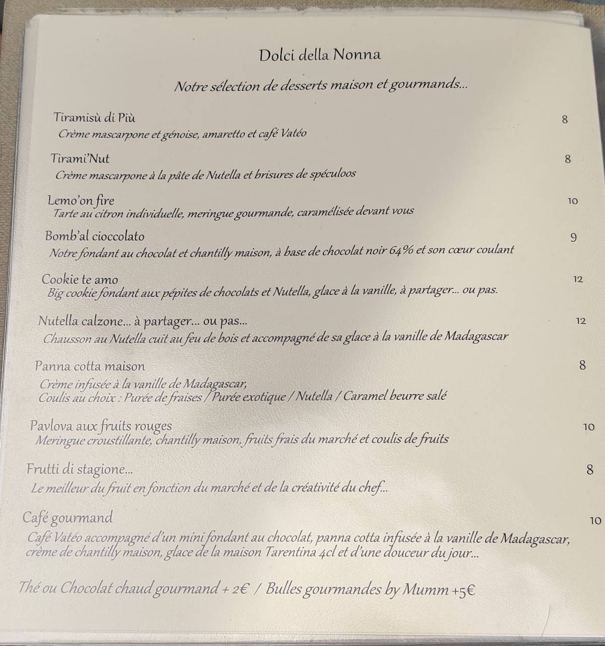 Menu de Più Aubagne Alta Rocca
