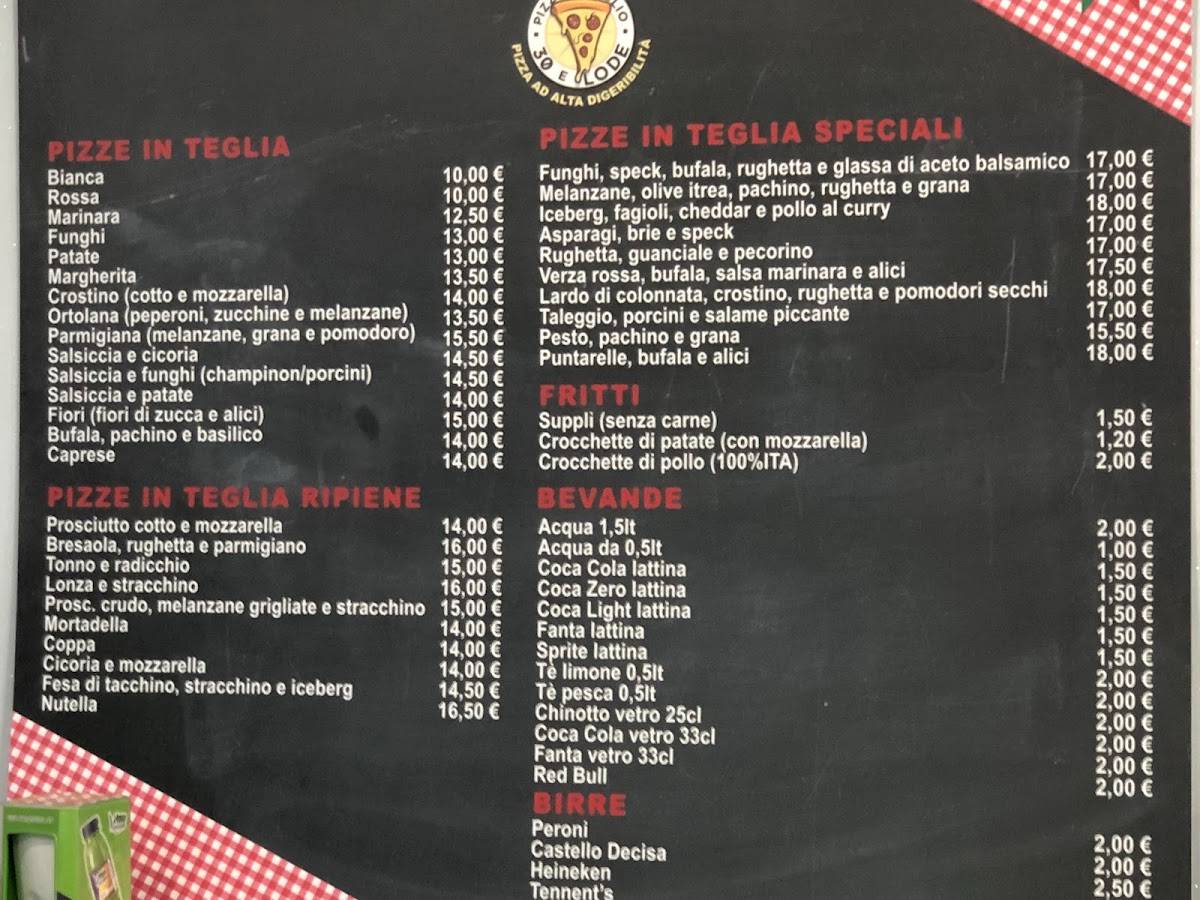 Menu di Pizza Al Taglio 30 e Lode 