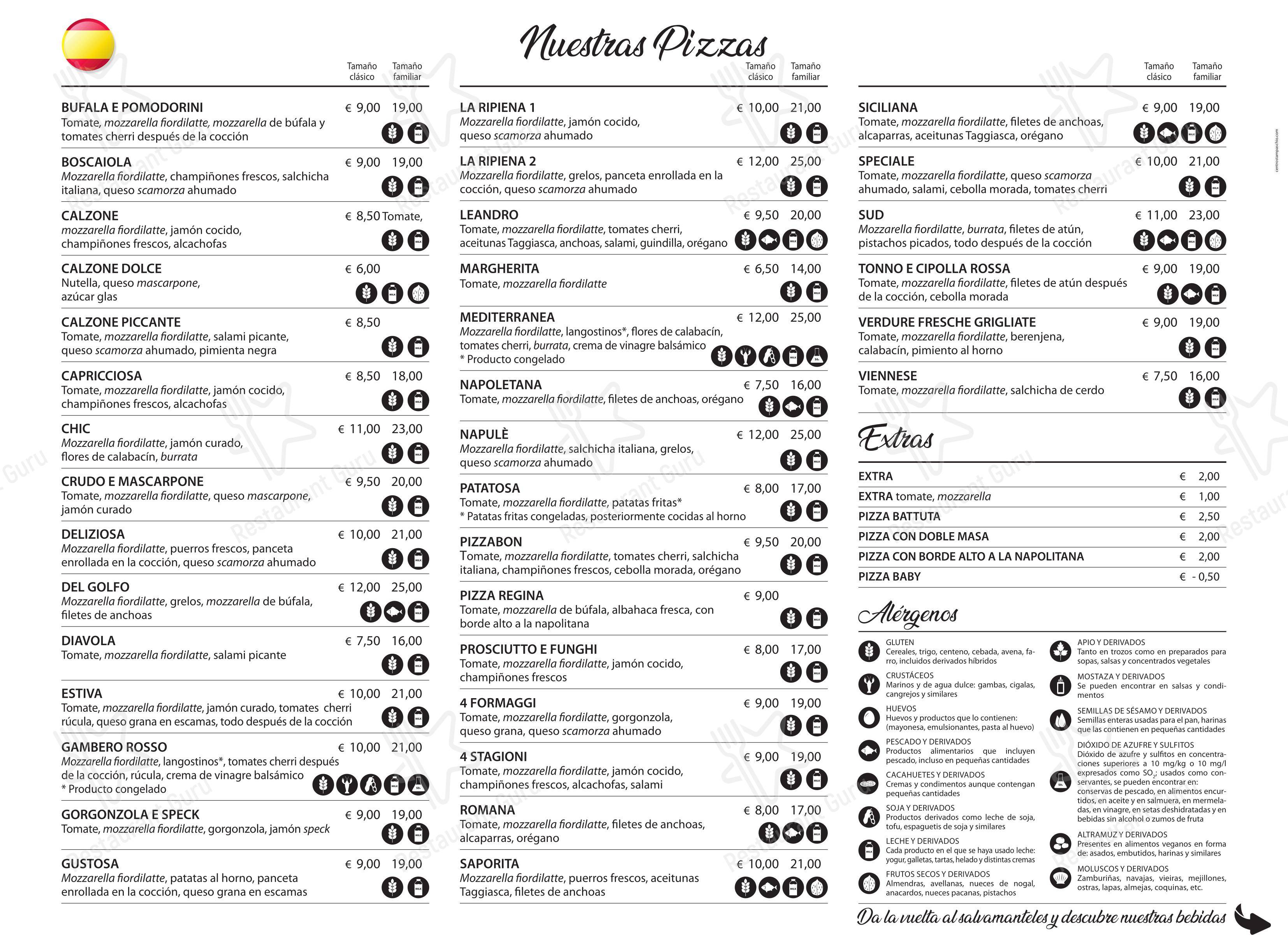 Menu di Pizza Bon - Основное меню