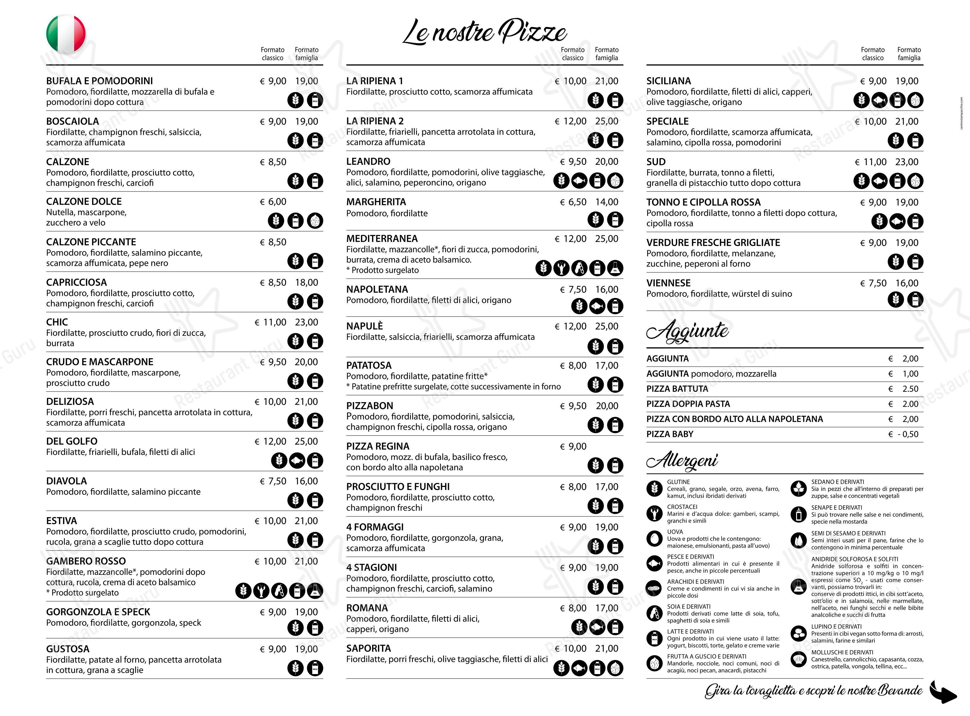 Menu di Pizza Bon - Menu