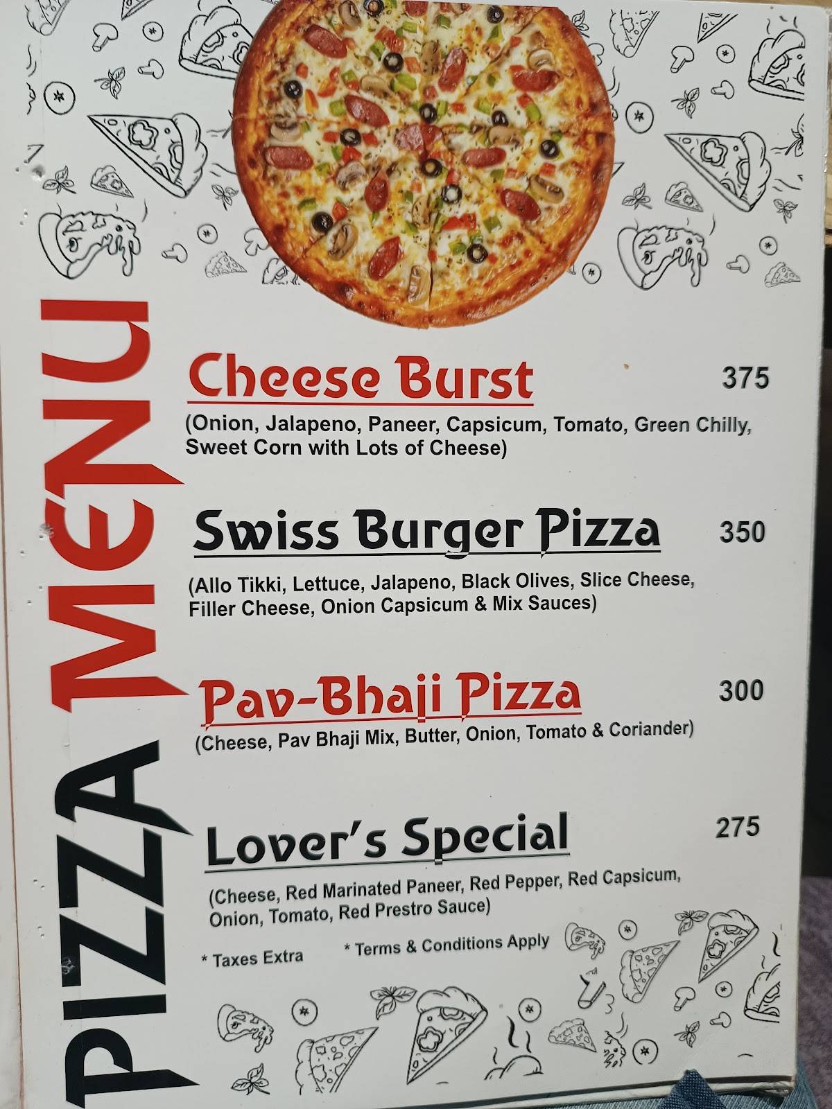 Pizza Burst Shalamar menu