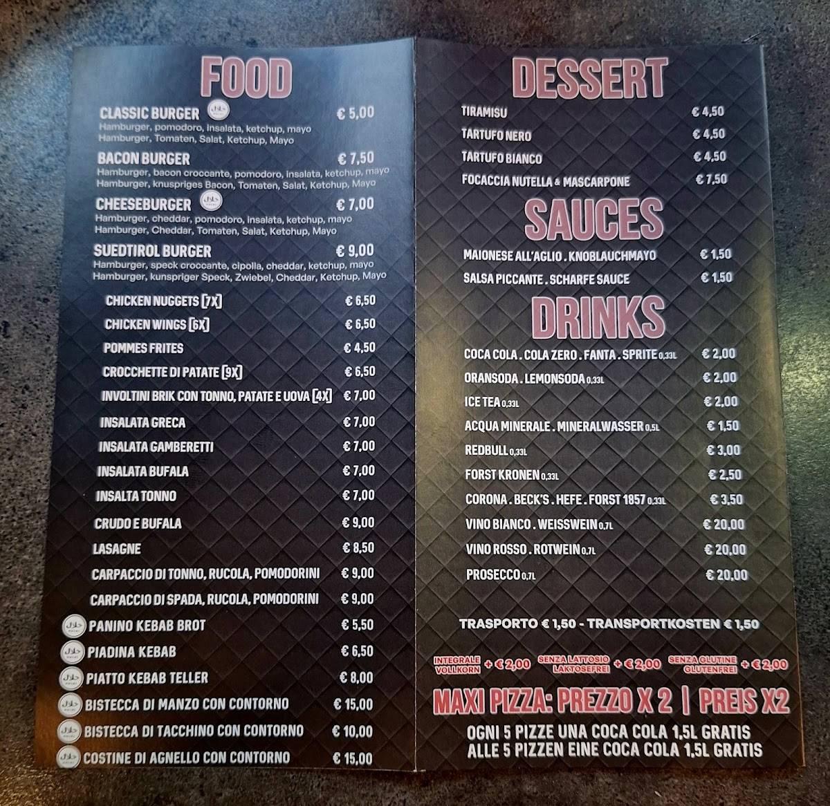 Menu di Pizza Colibrì 