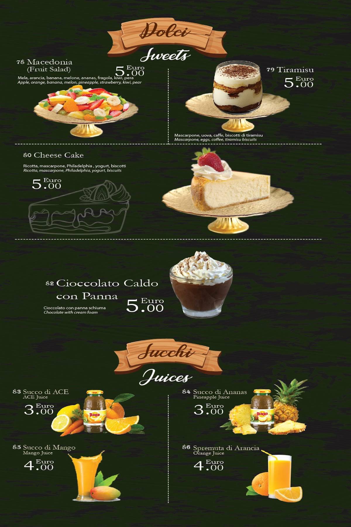 Menu de Pizza Express