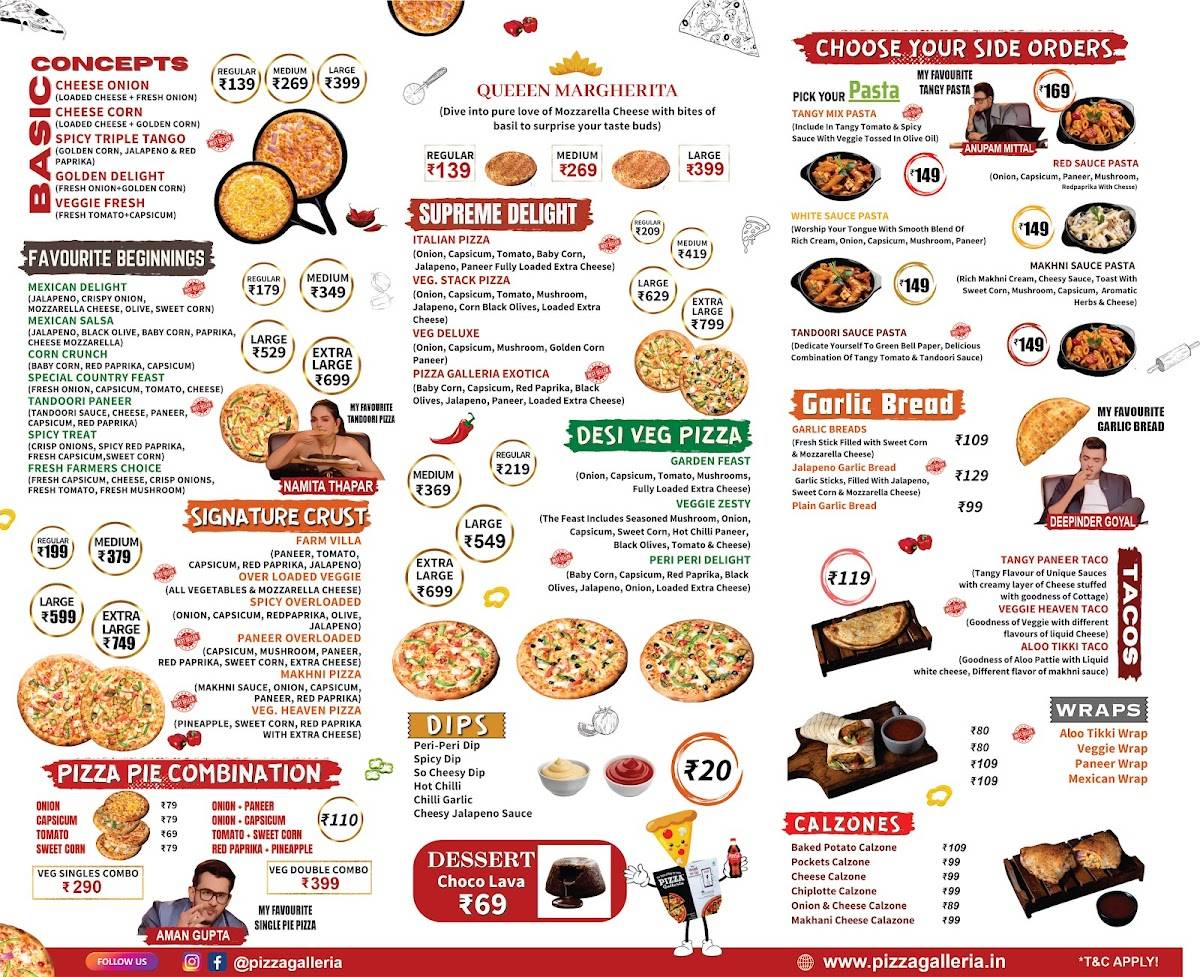 Pizza Galleria Palam vihar menu