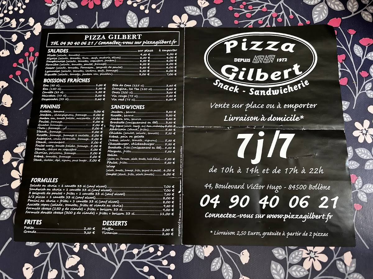 Menu de Pizza Gilbert