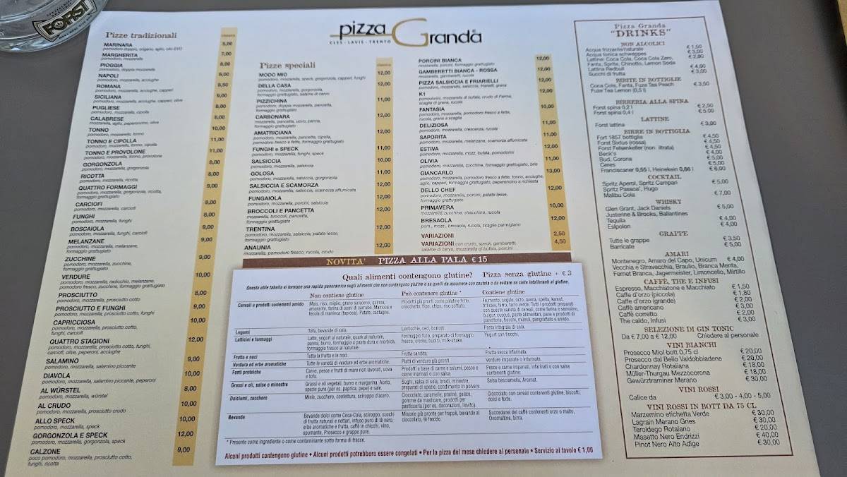 Menu di Pizza Granda 