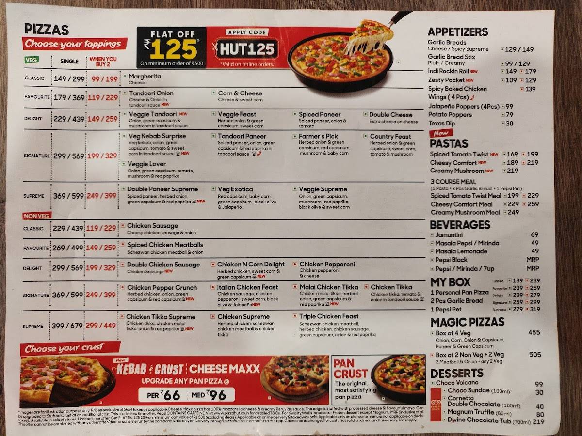 Pizza Hut Rupa Bhavani Rd, Solapur menu