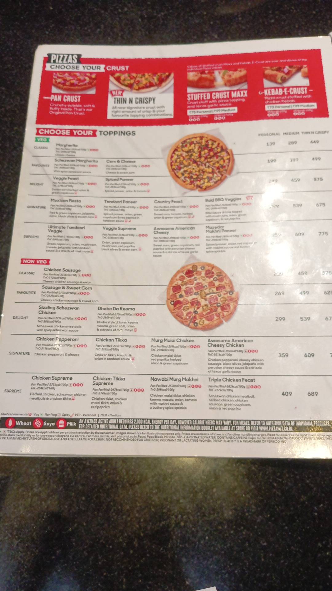 Pizza Hut Brijpuri Colony, Yamuna Nagar menu