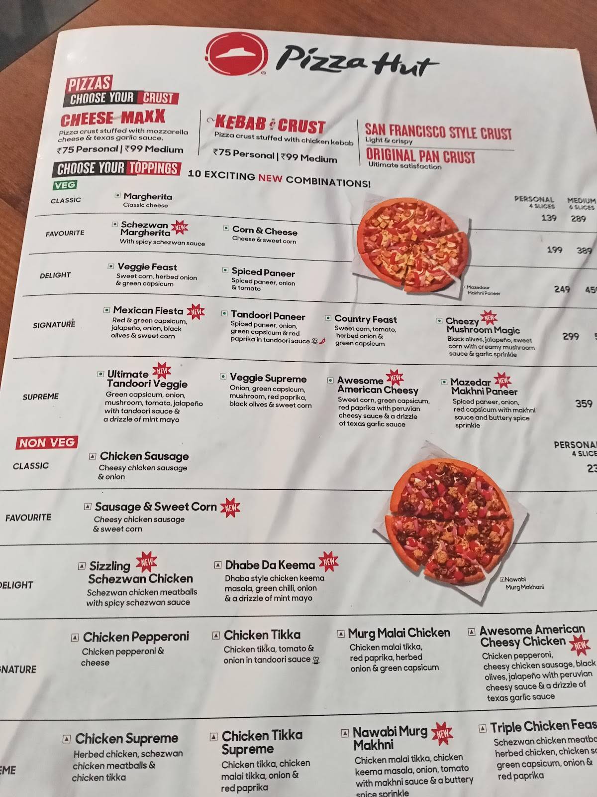 Pizza Hut Lake City Mall, Udaipur menu