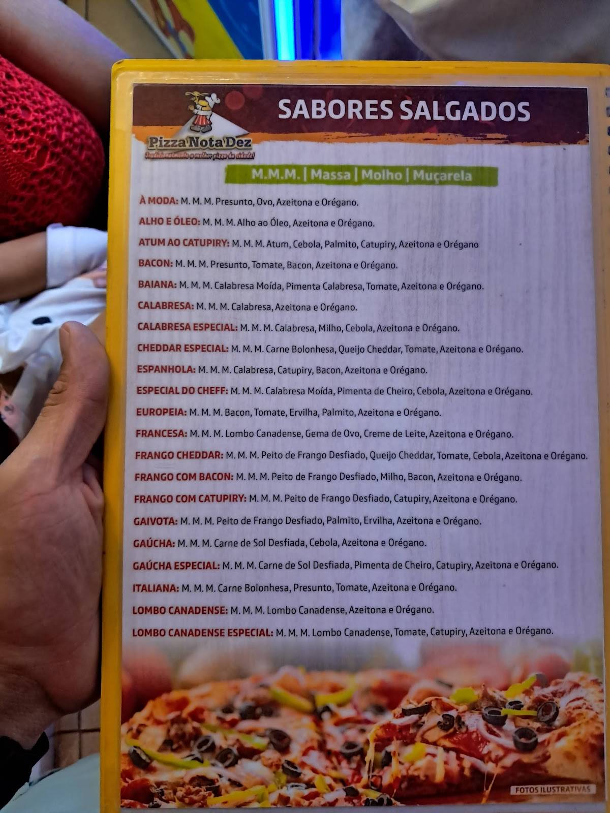 Pizza Nota Dez cardápio