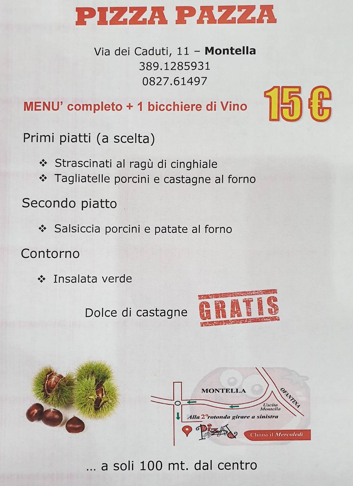 Menu di Pizza Pazza 
