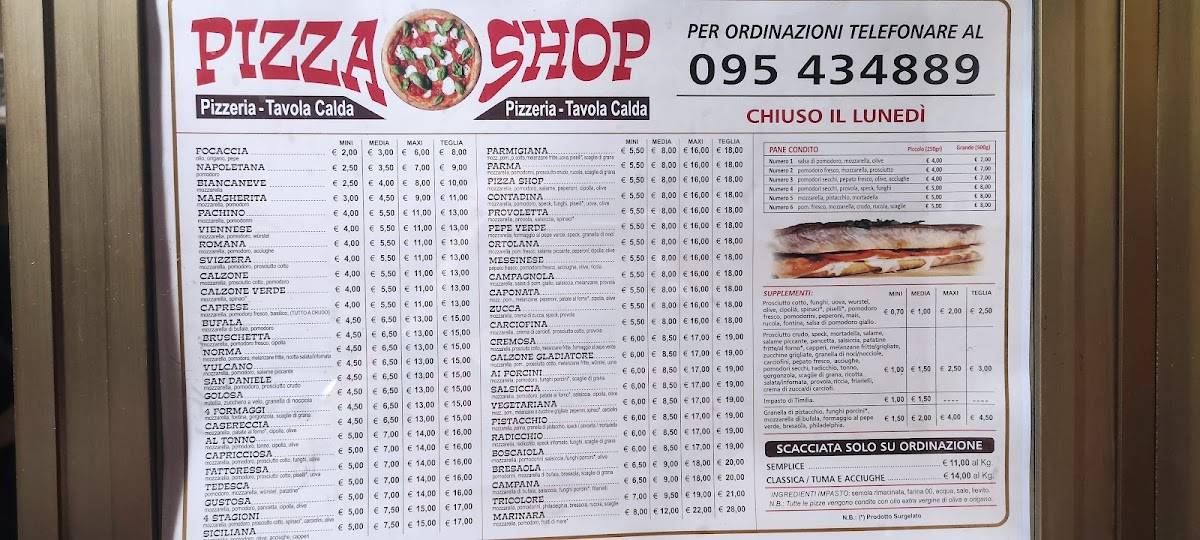 Menu di Pizza Shop 