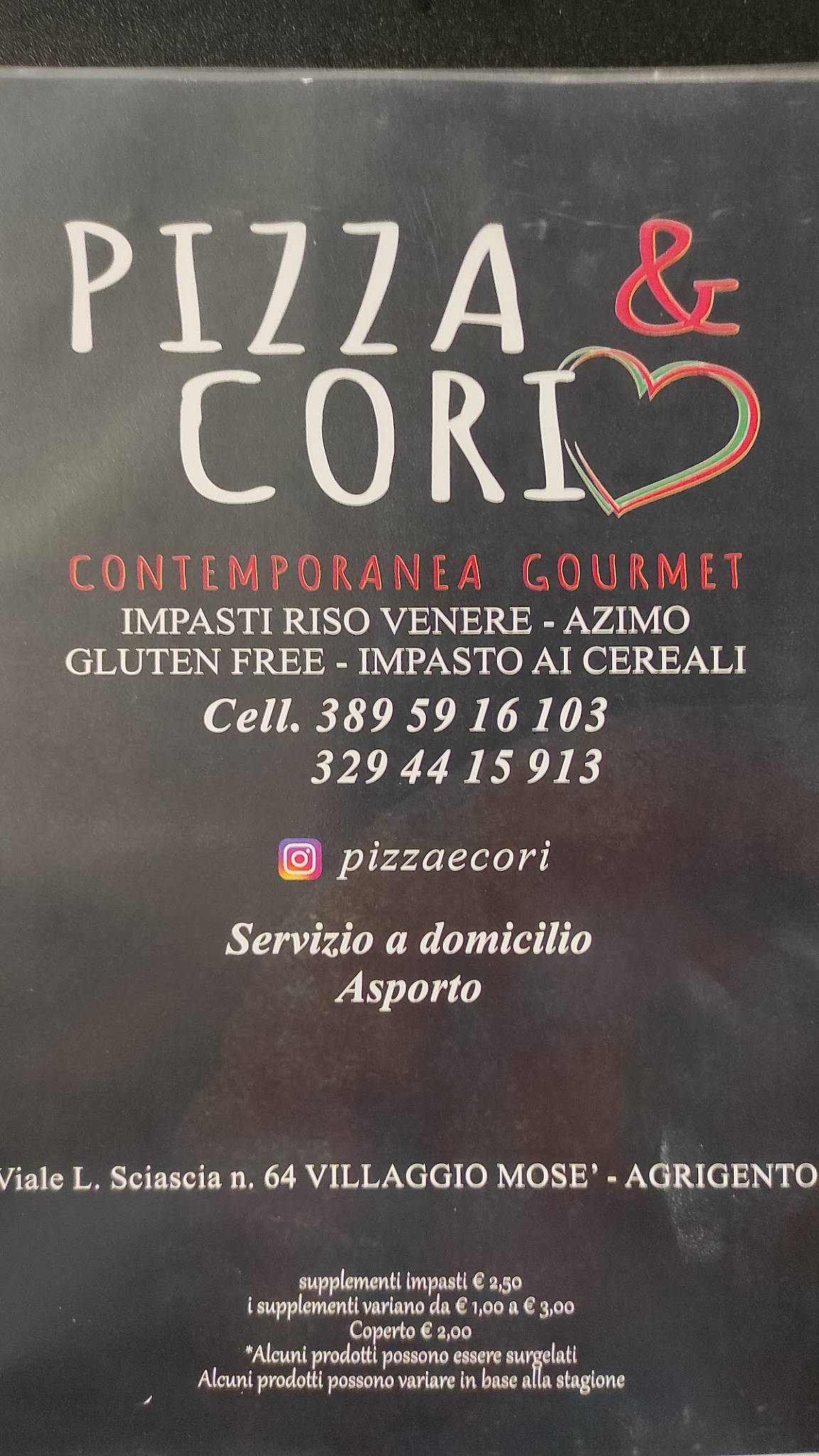 Menu da Pizza E Cori Pizzeria Ristorante, Villaggio Mosè