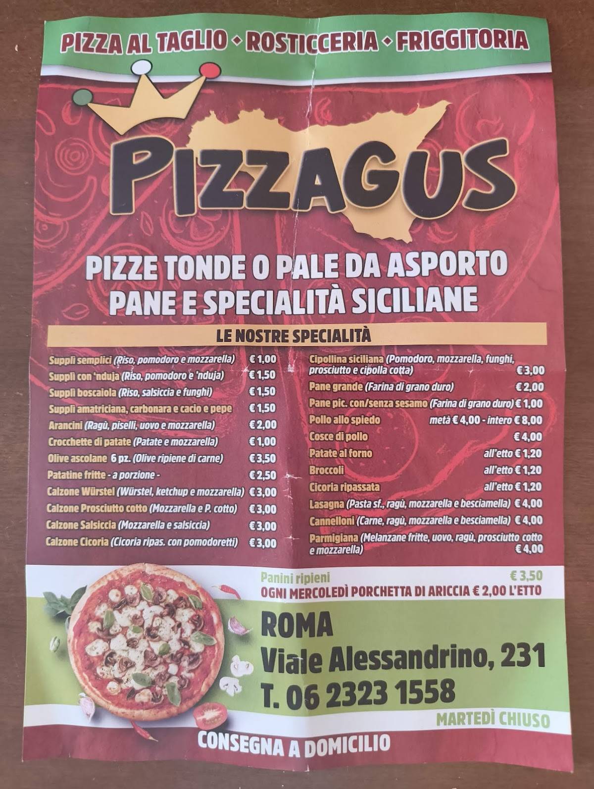 Menu di Pizzagus Roma 