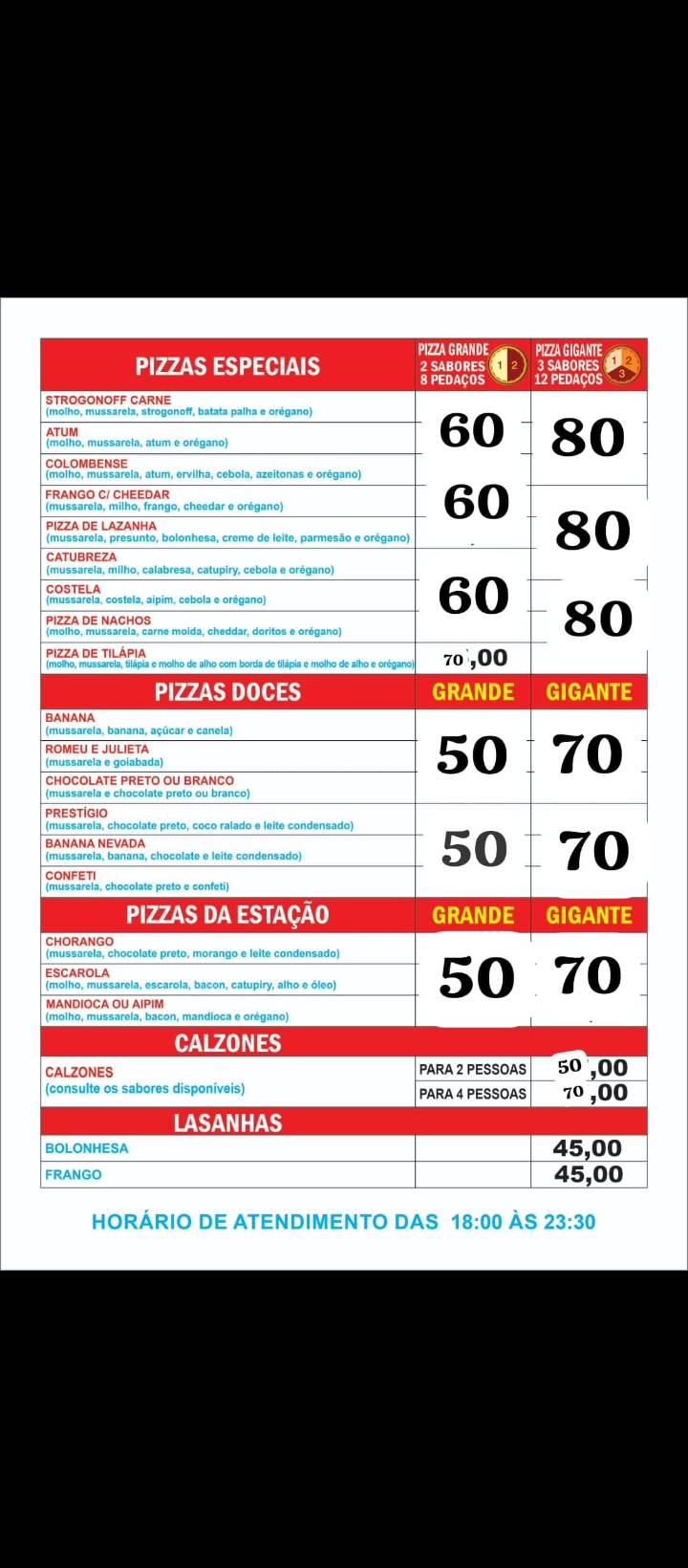 Pizzaria Alfanda 2 cardápio