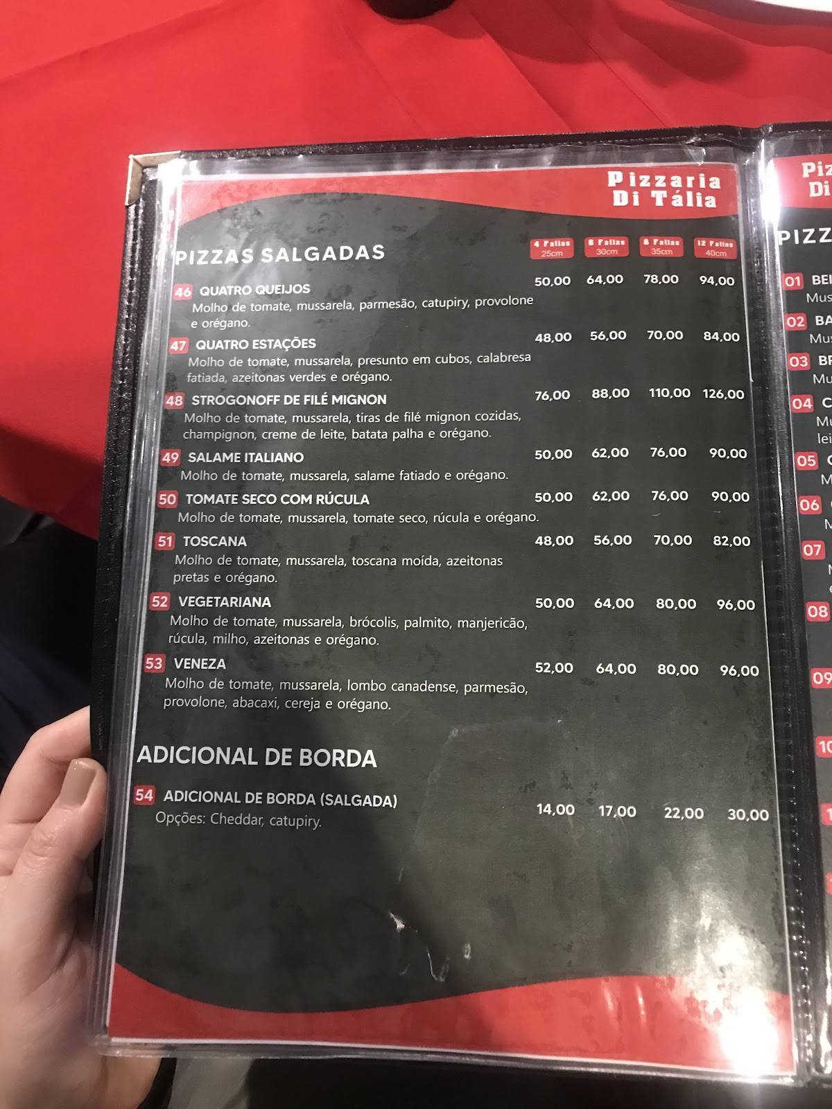 Pizzaria Di Tália cardápio