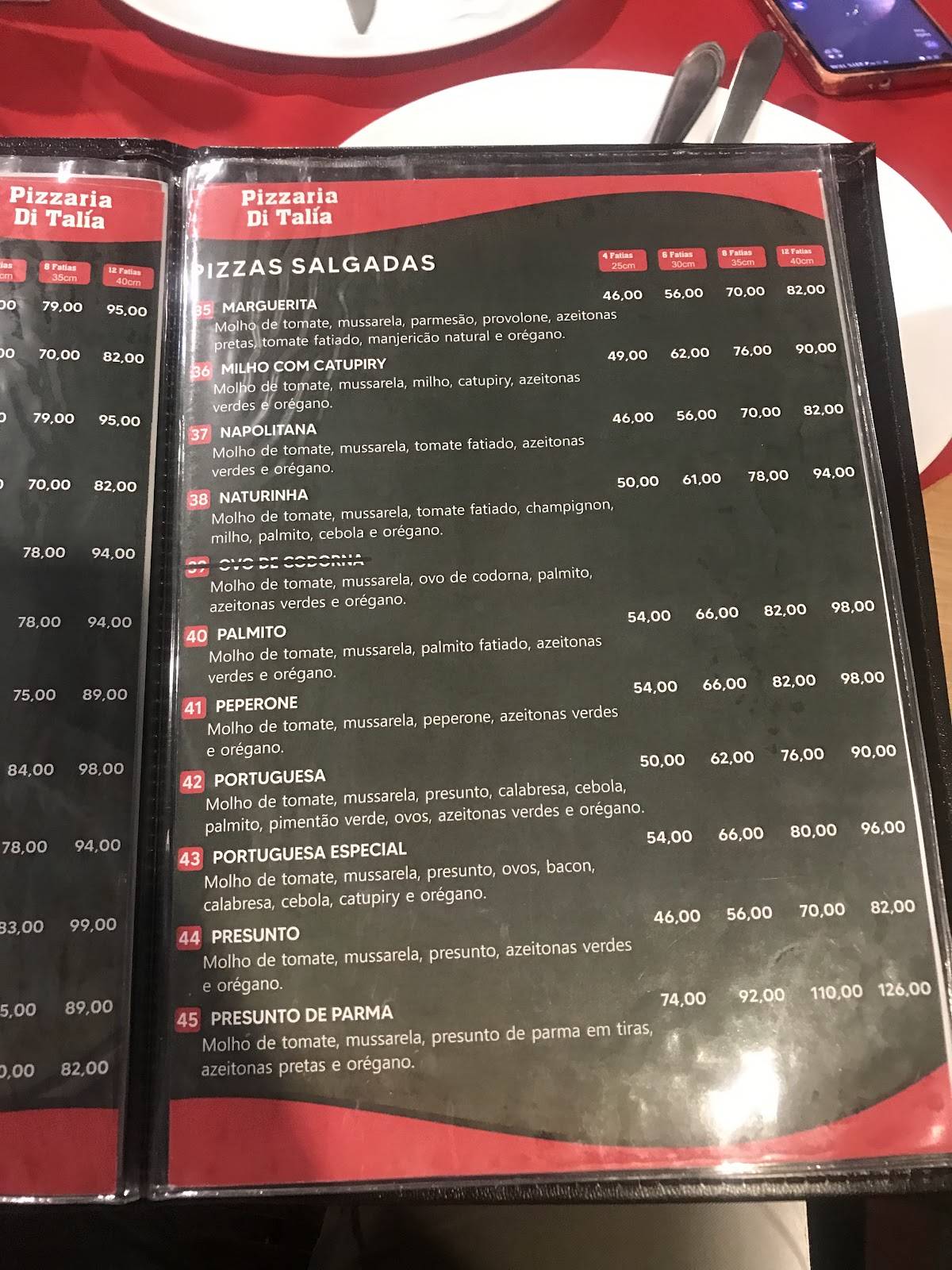 Pizzaria Di Tália cardápio