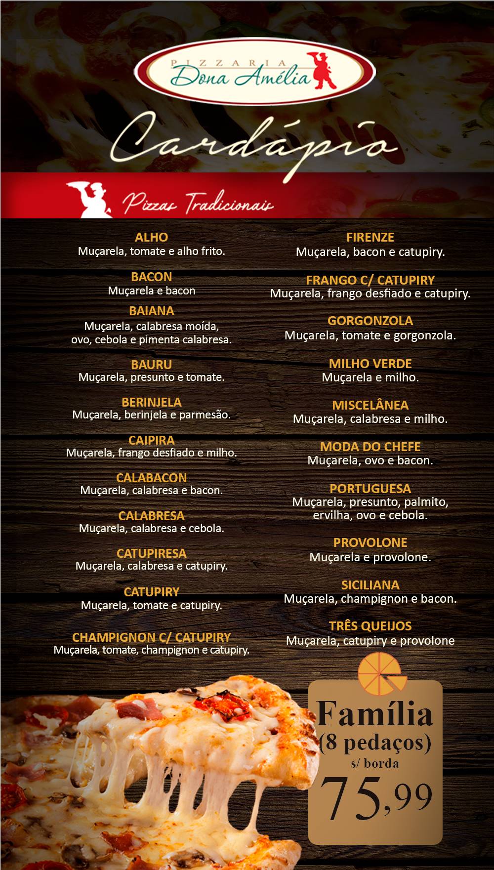 Pizzaria Dona Amélia - Unidade 4 - Rodízio & À la Carte cardápio