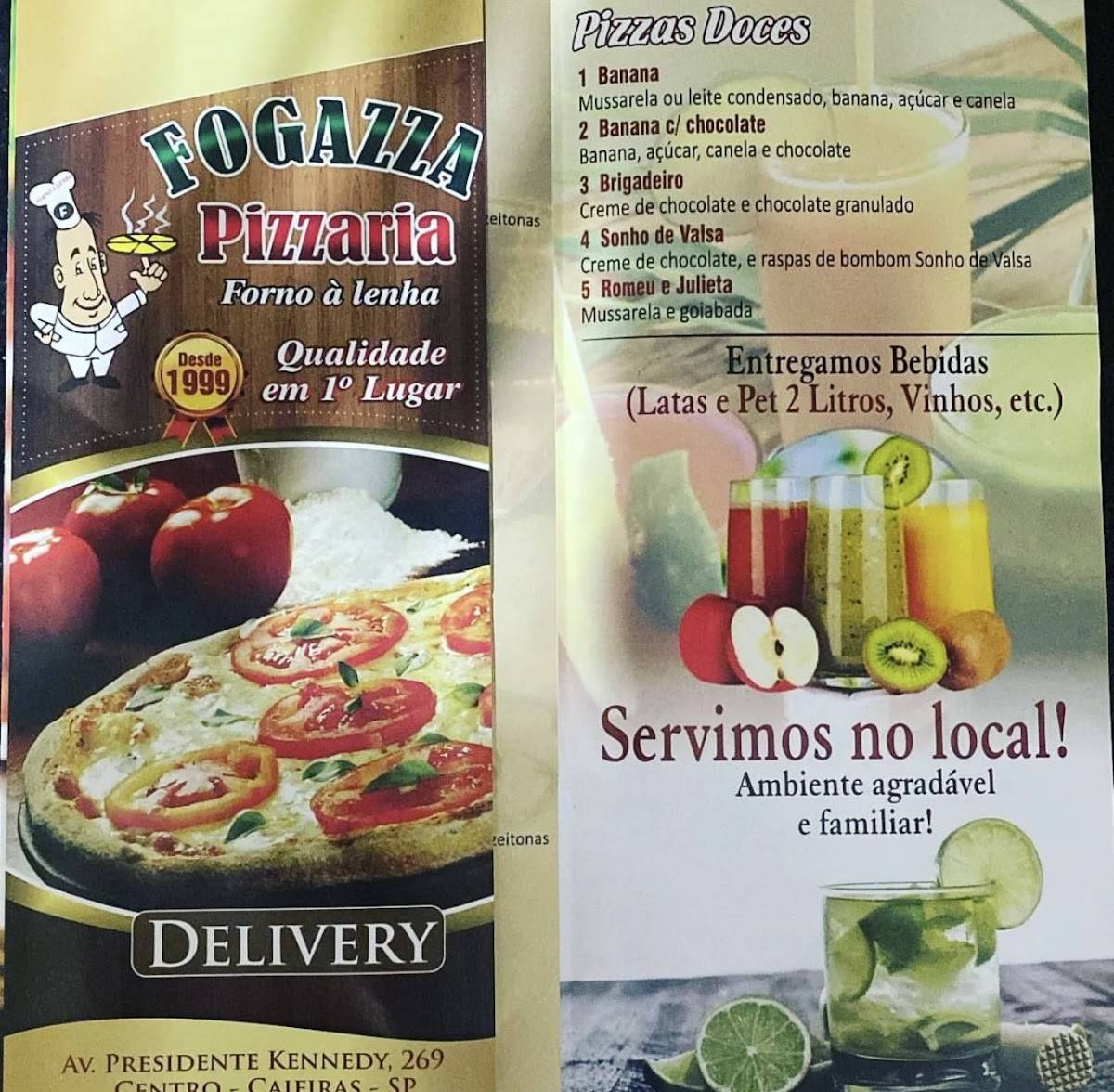 Fogazza Pizzaria em Caieiras Desde 1999 cardápio