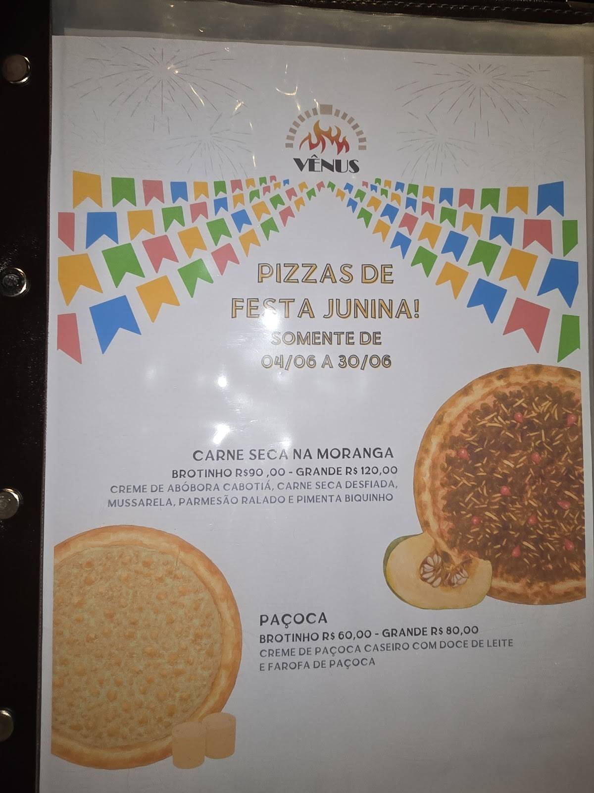 Pizzaria Vênus cardápio
