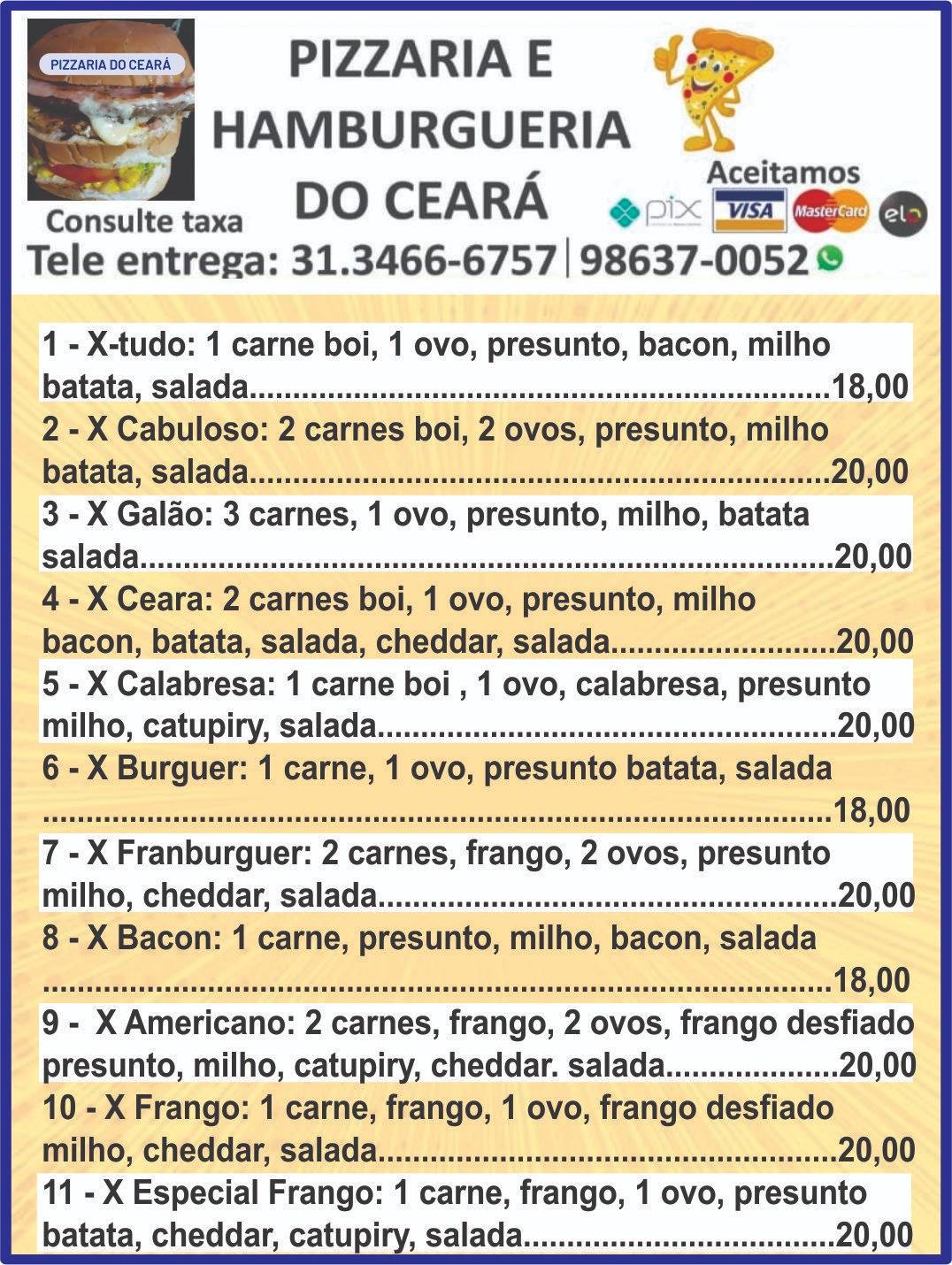 Pizzaria do Ceara cardápio