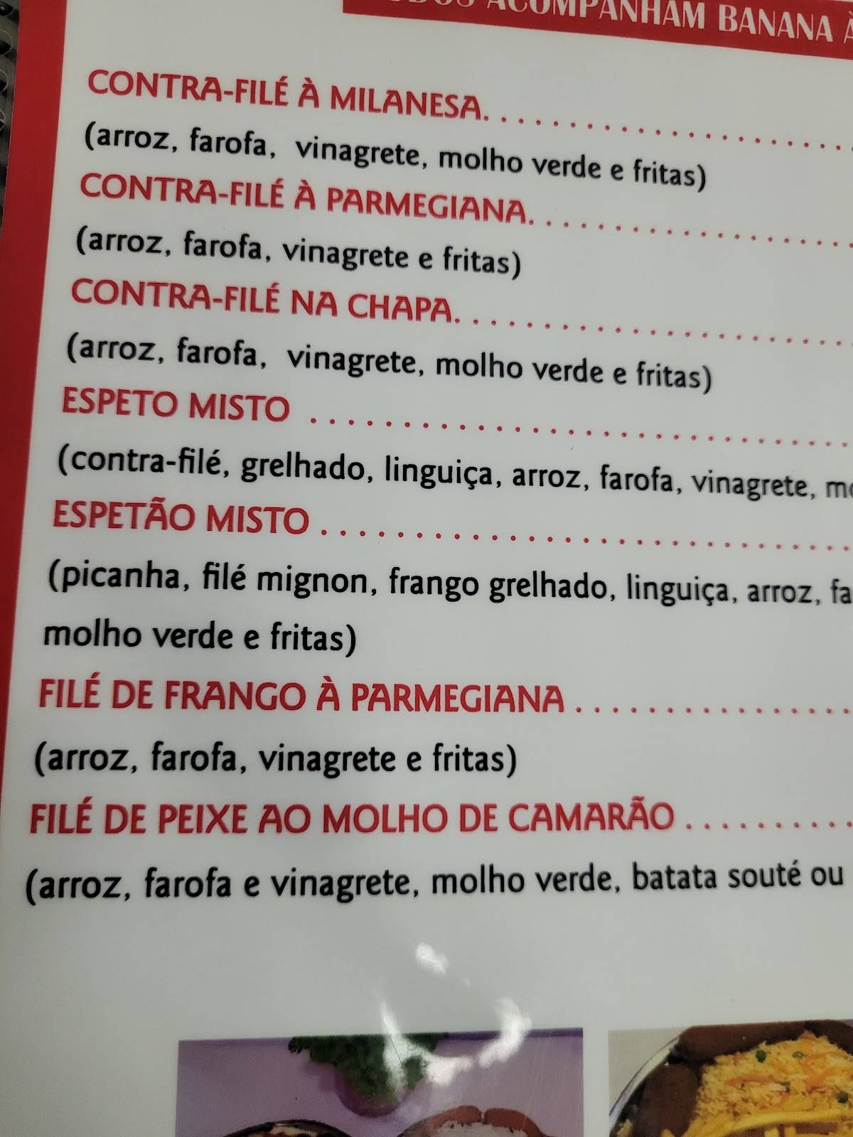 Restaurante E Pizzaria Vitória cardápio