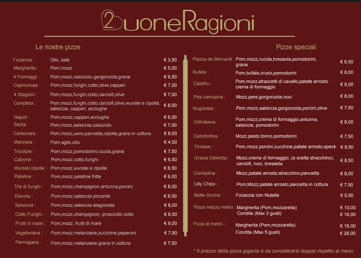 Menu di Pizzeria 2 Buone Ragioni 