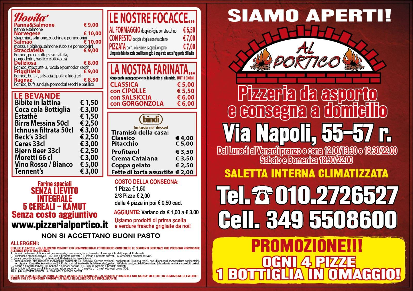 Menu di Pizzeria Al Portico - Oregina 