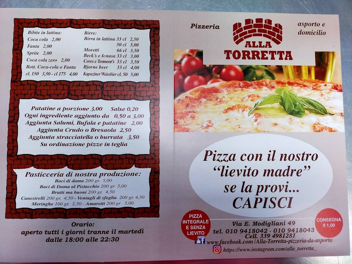 Menu di Pizzeria Alla Torretta lievito madre 