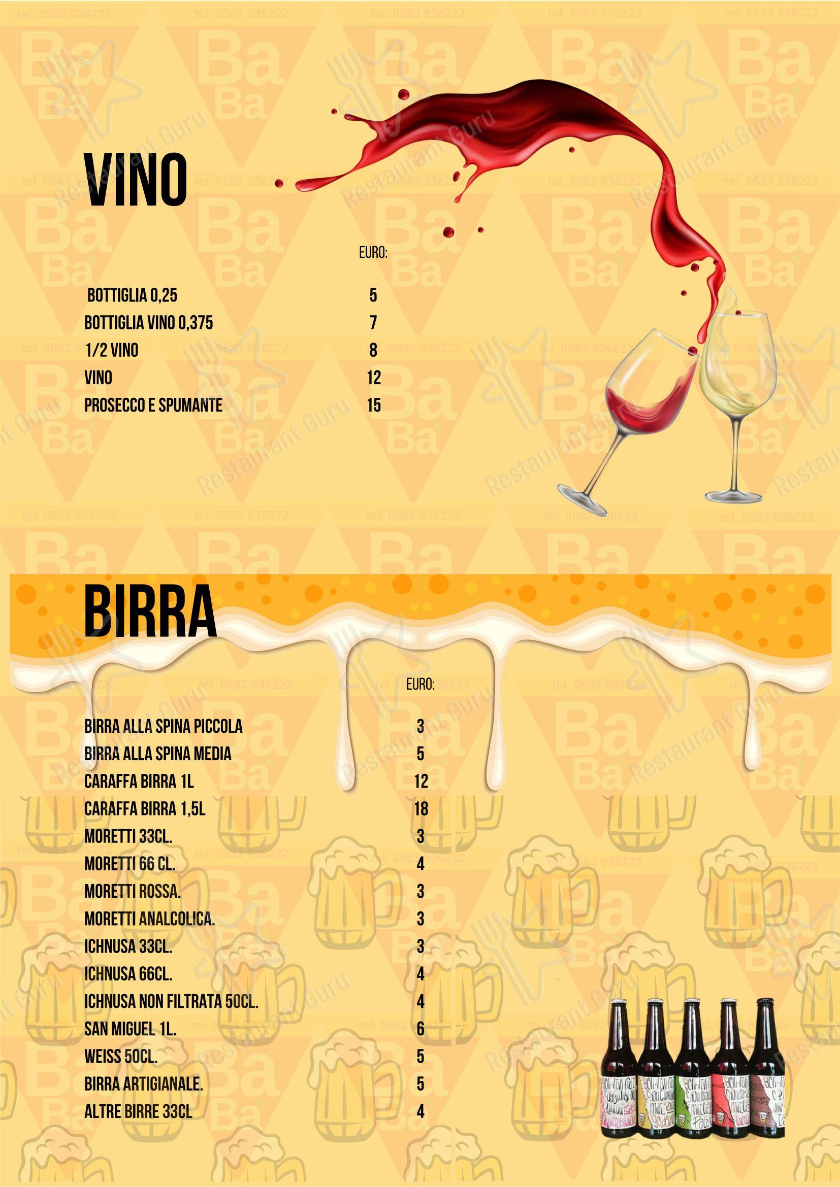 Pizzeria Babà in Capannori - Menu bar