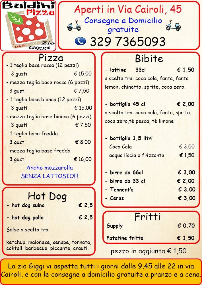 Menu di Pizzeria Baldini 