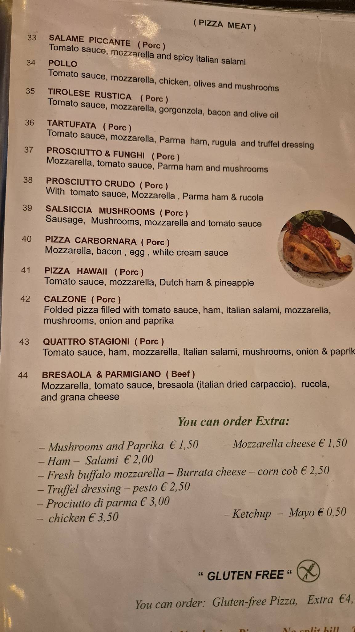 Menu de Pizzeria Bella Roma Amsterdam