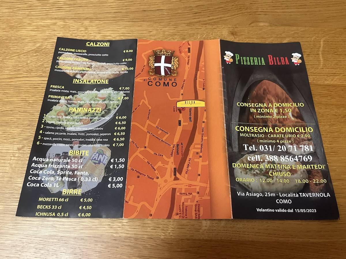 Menu di Pizzeria Bilba 
