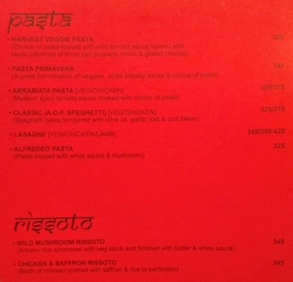 Bollywood Biistro menu
