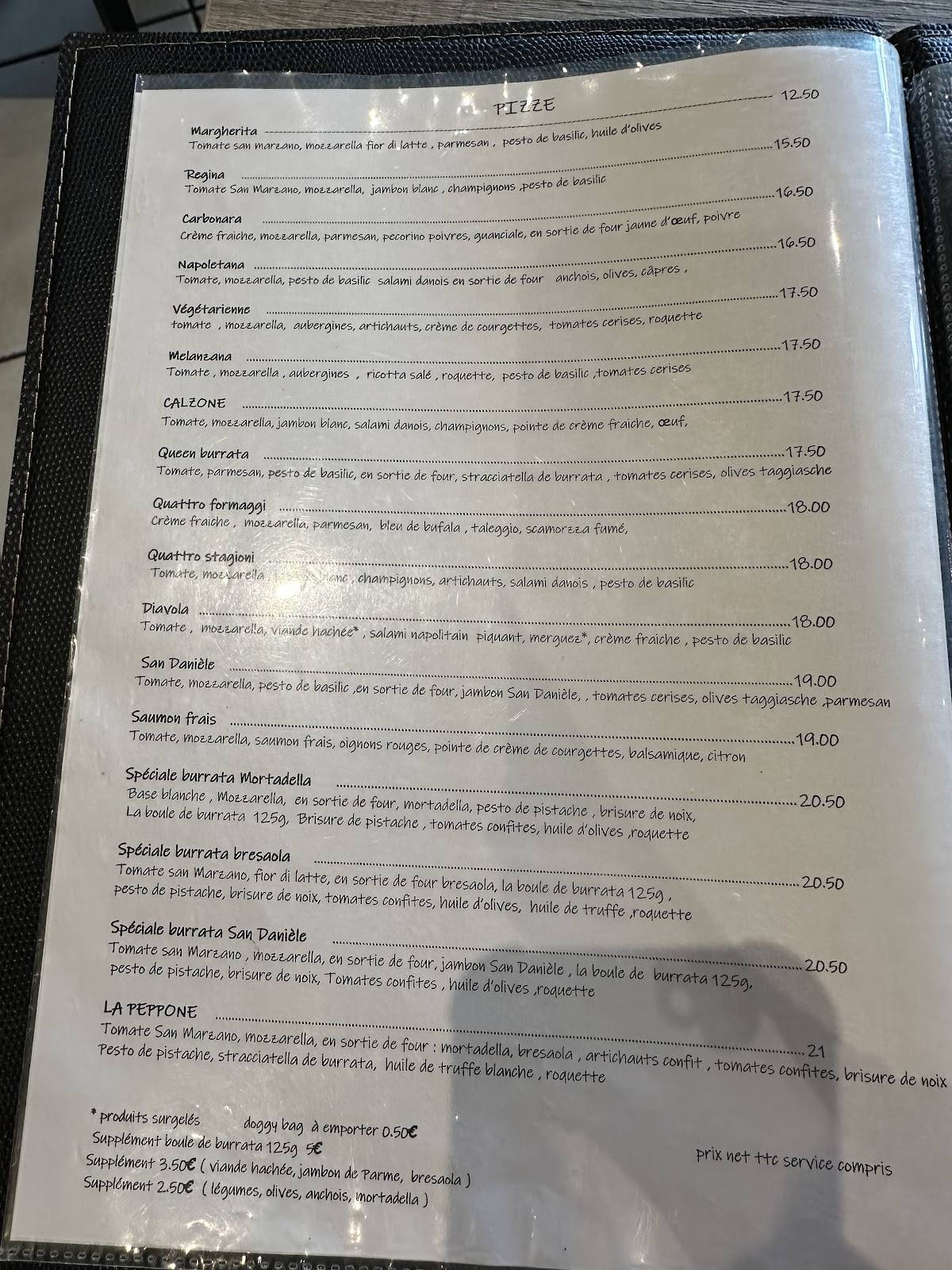 Menu de Chez Peppone