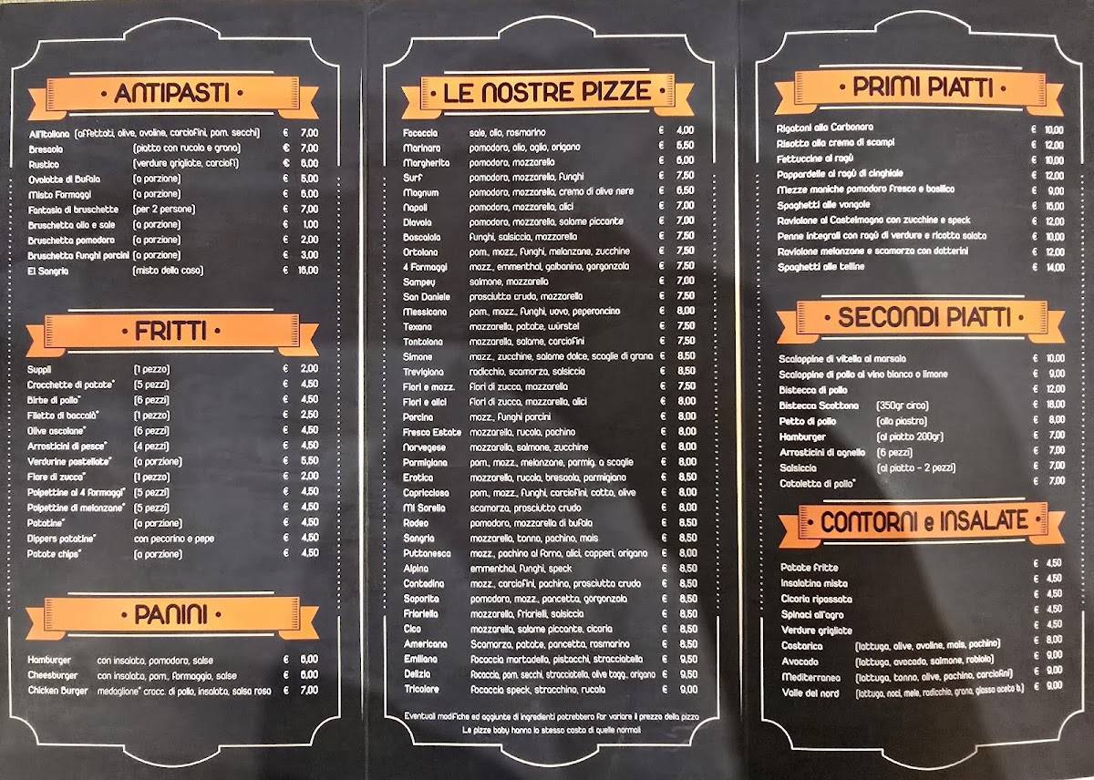 Menu di Pizzeria El Sangria 