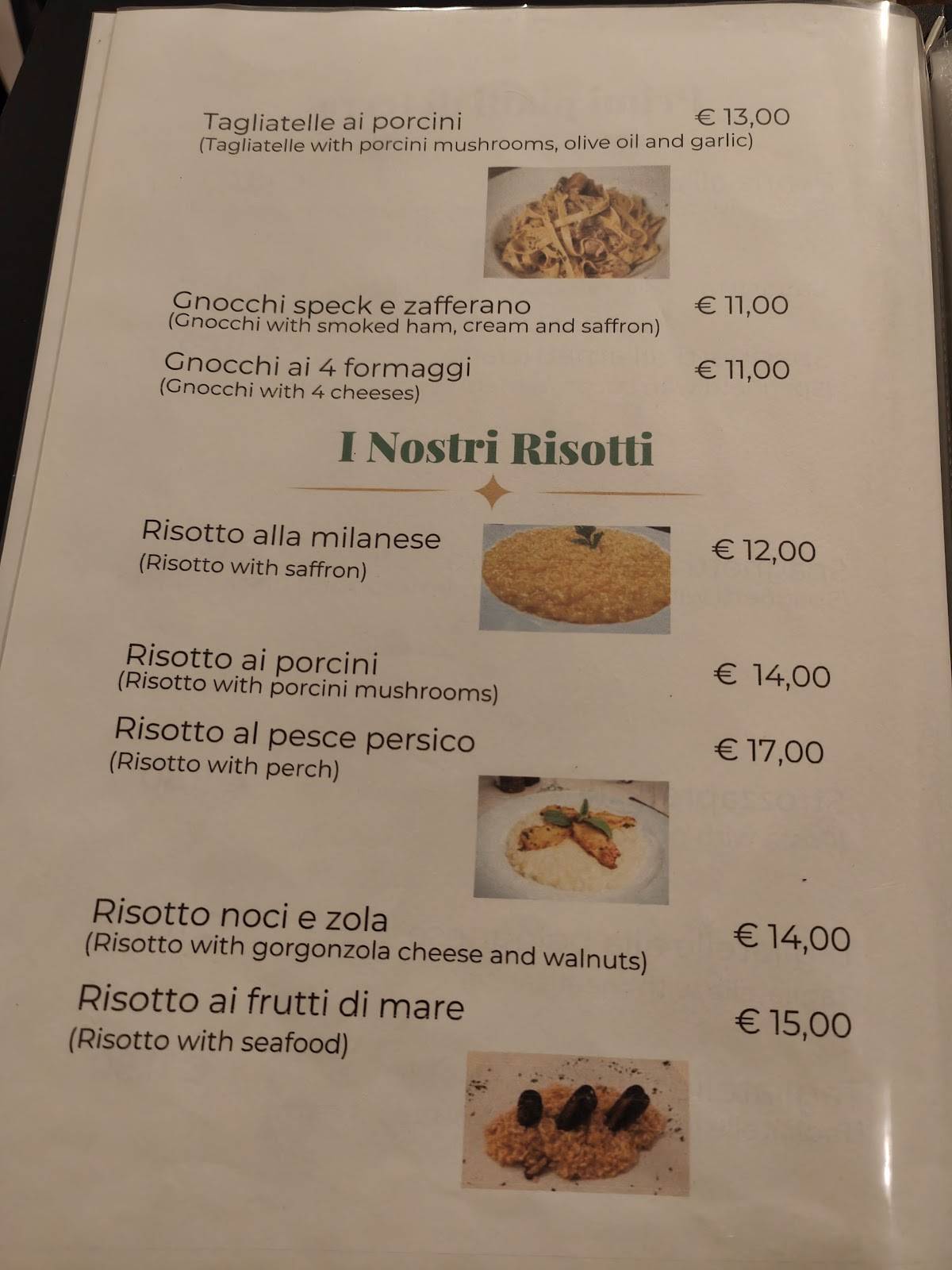 Menu di Fontana Ristorante Pizzeria 