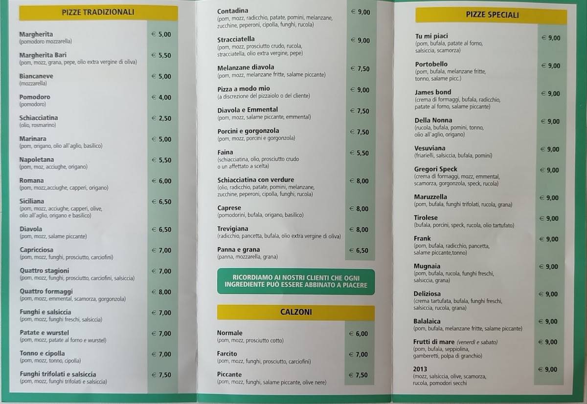 Menu di Frankpizz 