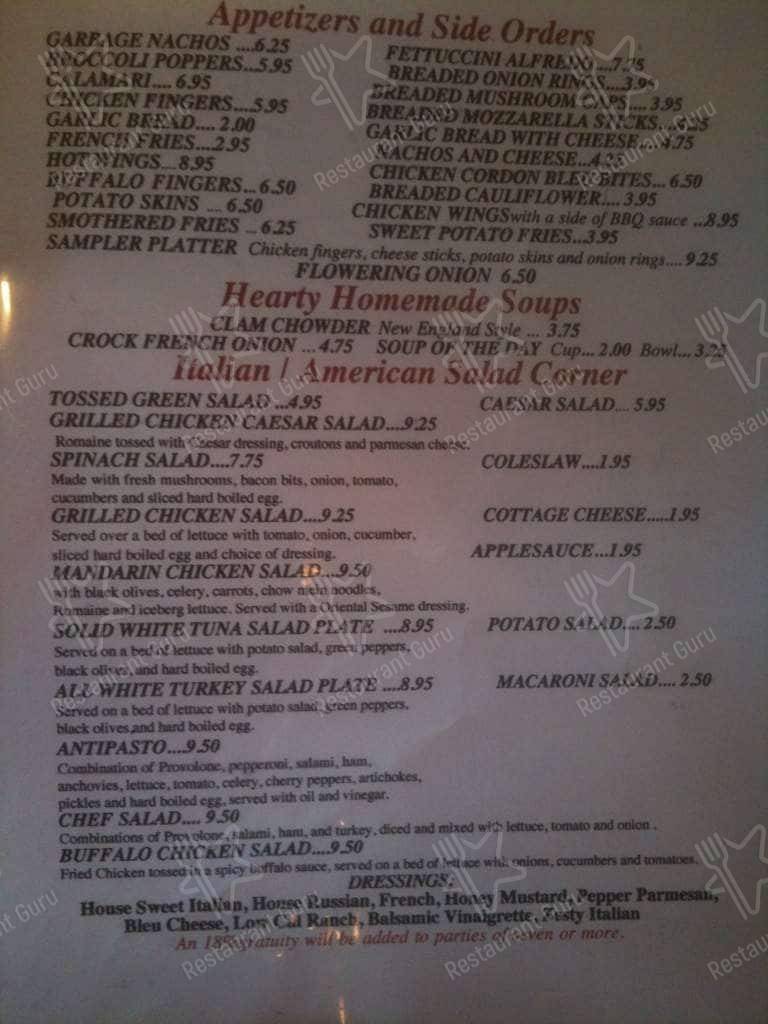 Menu at Harvest pizzeria, Queensbury