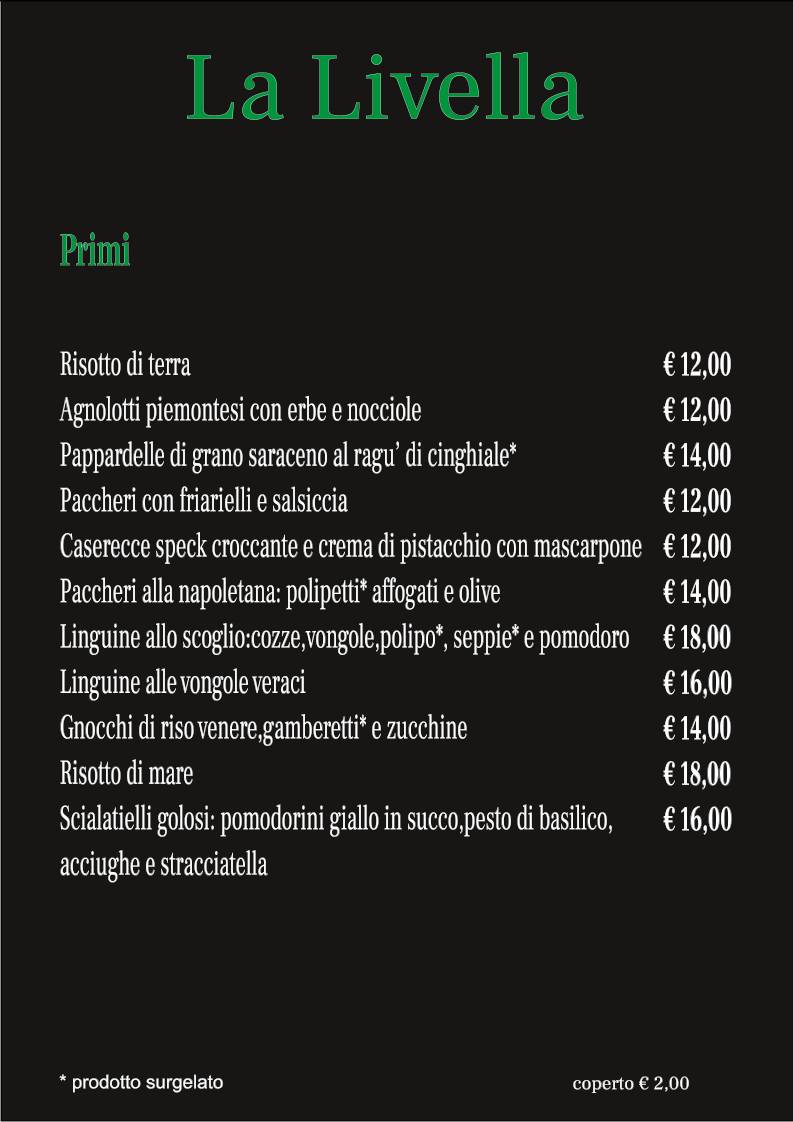 Menu di La Livella 