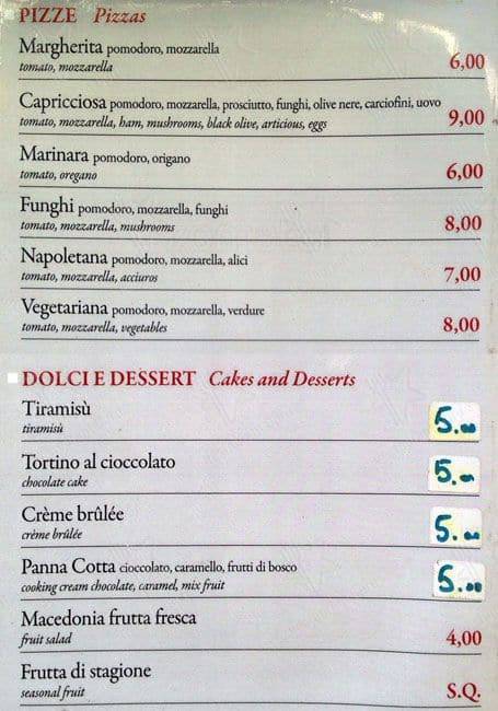 Menu di LA PIZZERIA 