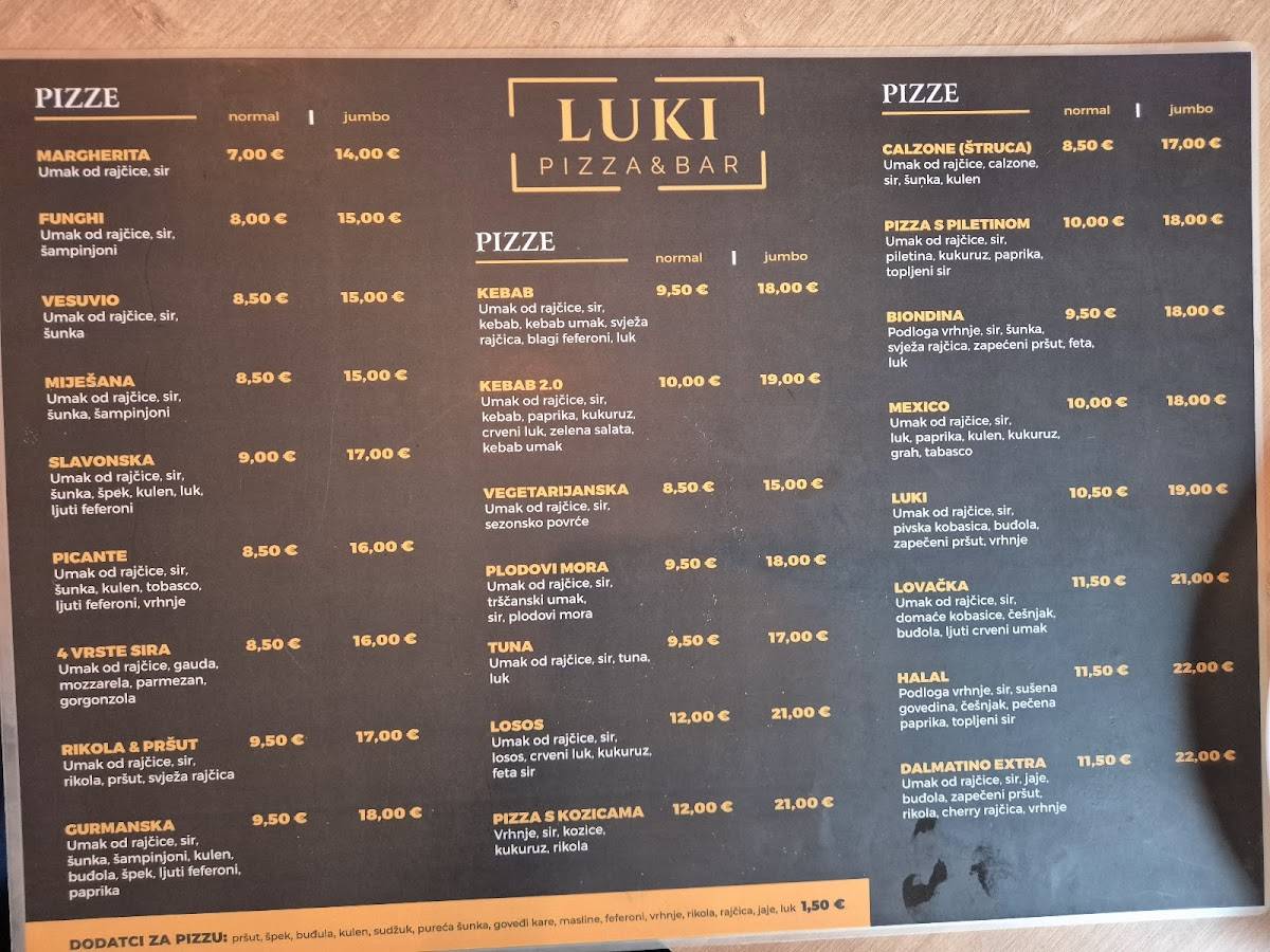 Menu di Pizzeria Luki 