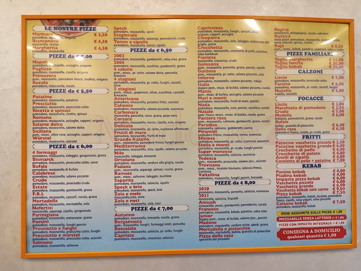 Menu di Pizzeria Madone 2 