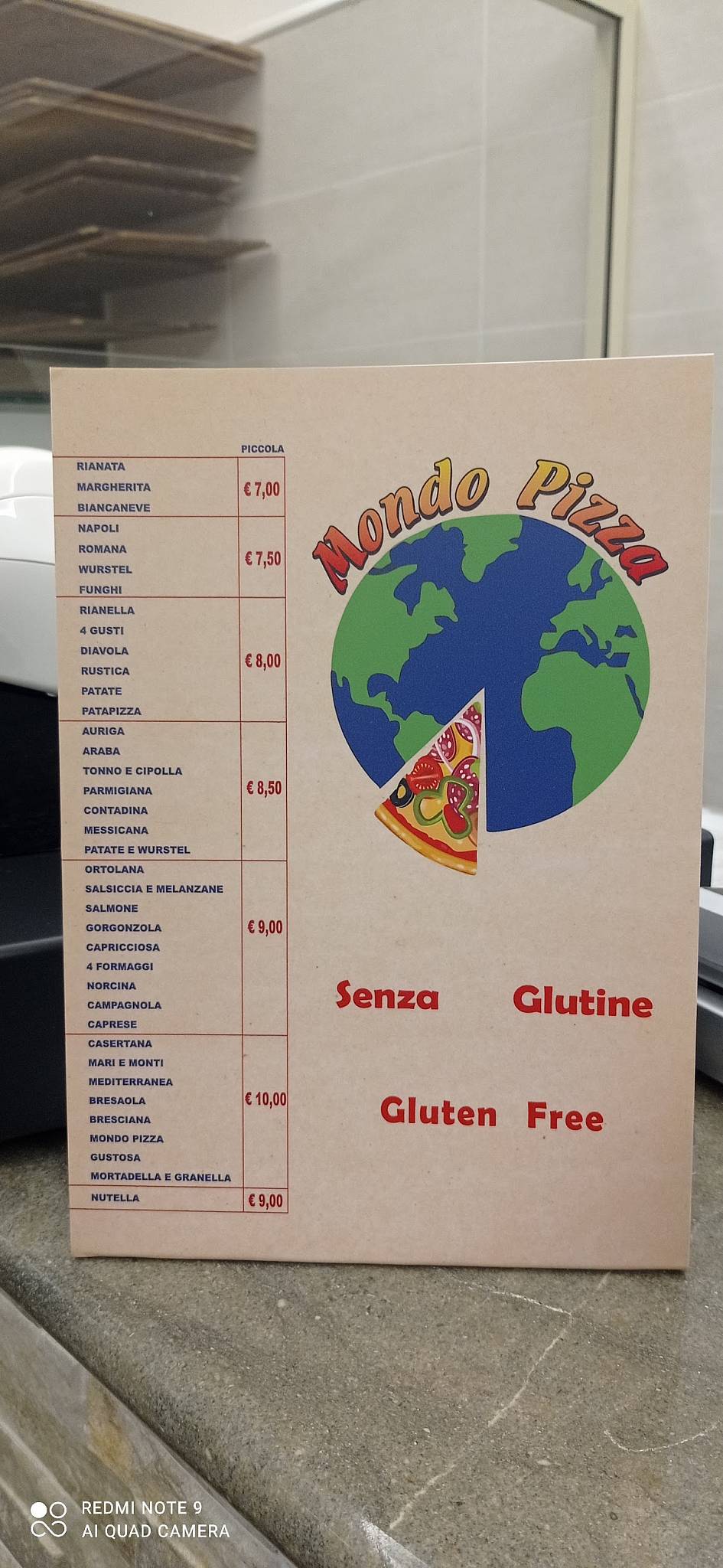 Menu at Pizzeria Mondo Pizza, Casa Santa