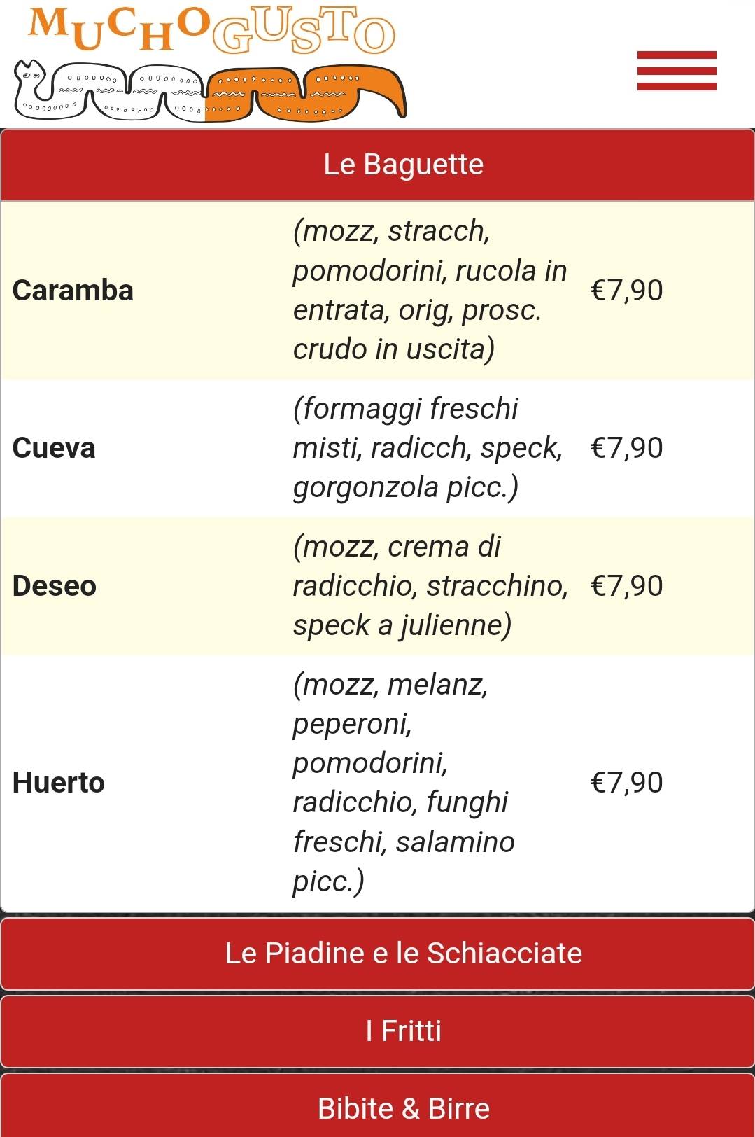 Menu di Pizzeria Mucho Gusto 